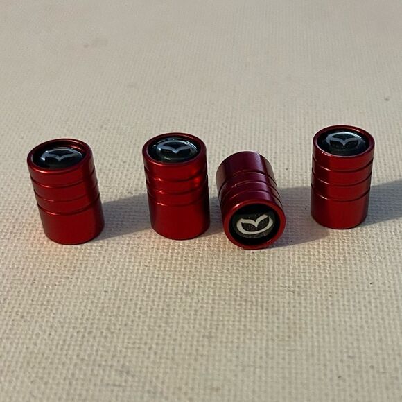 Mazda valve Stem caps in Red set of 4 NWT - Picture 2 of 4